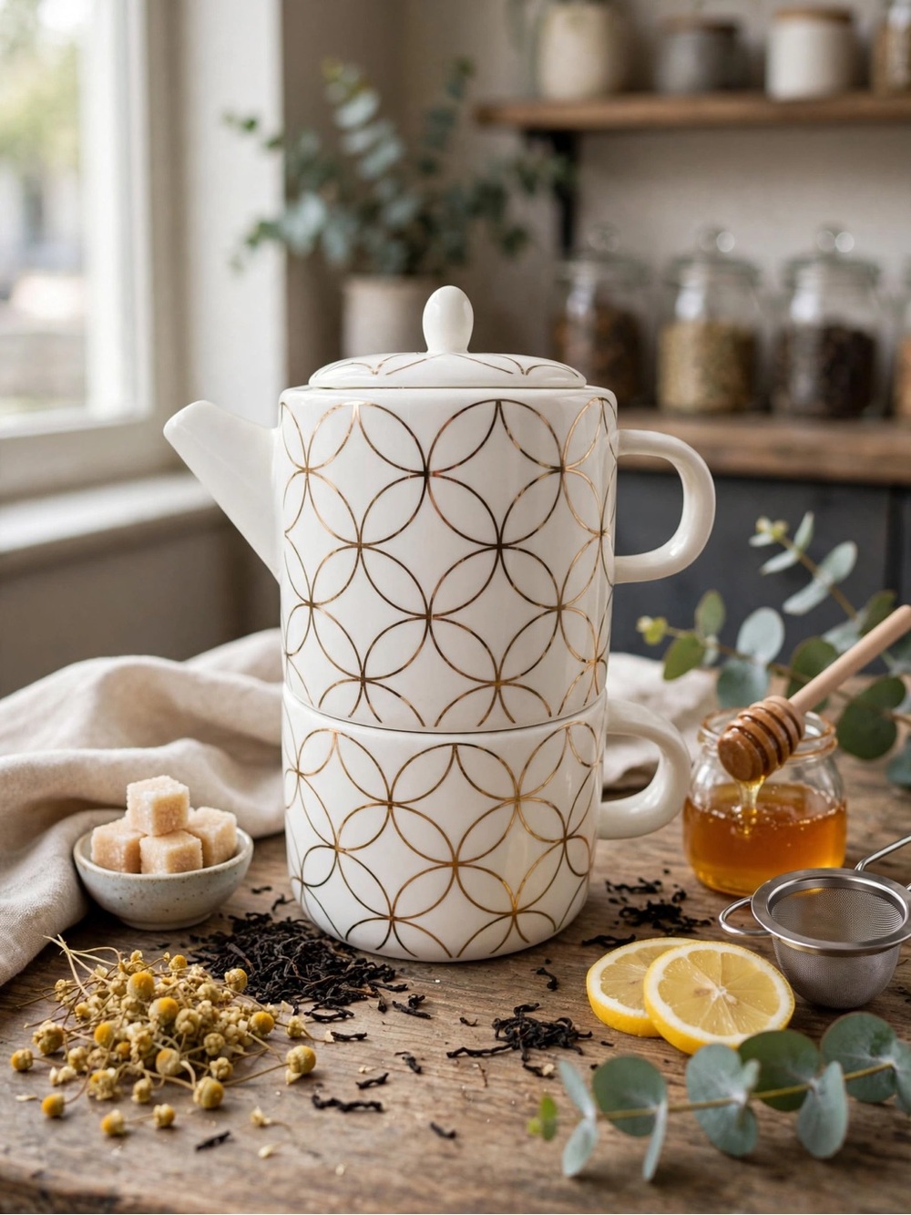 Coco & Lola White & Gold Tea for One Set